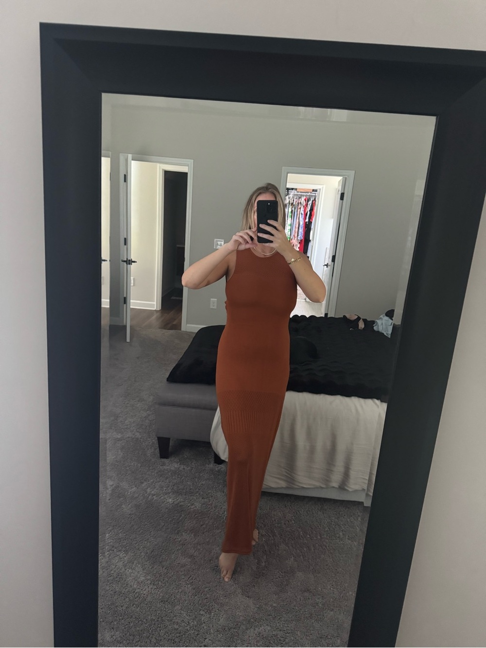 Misa Los Angeles Sleeveless Rust-Brown Maxi Dress
